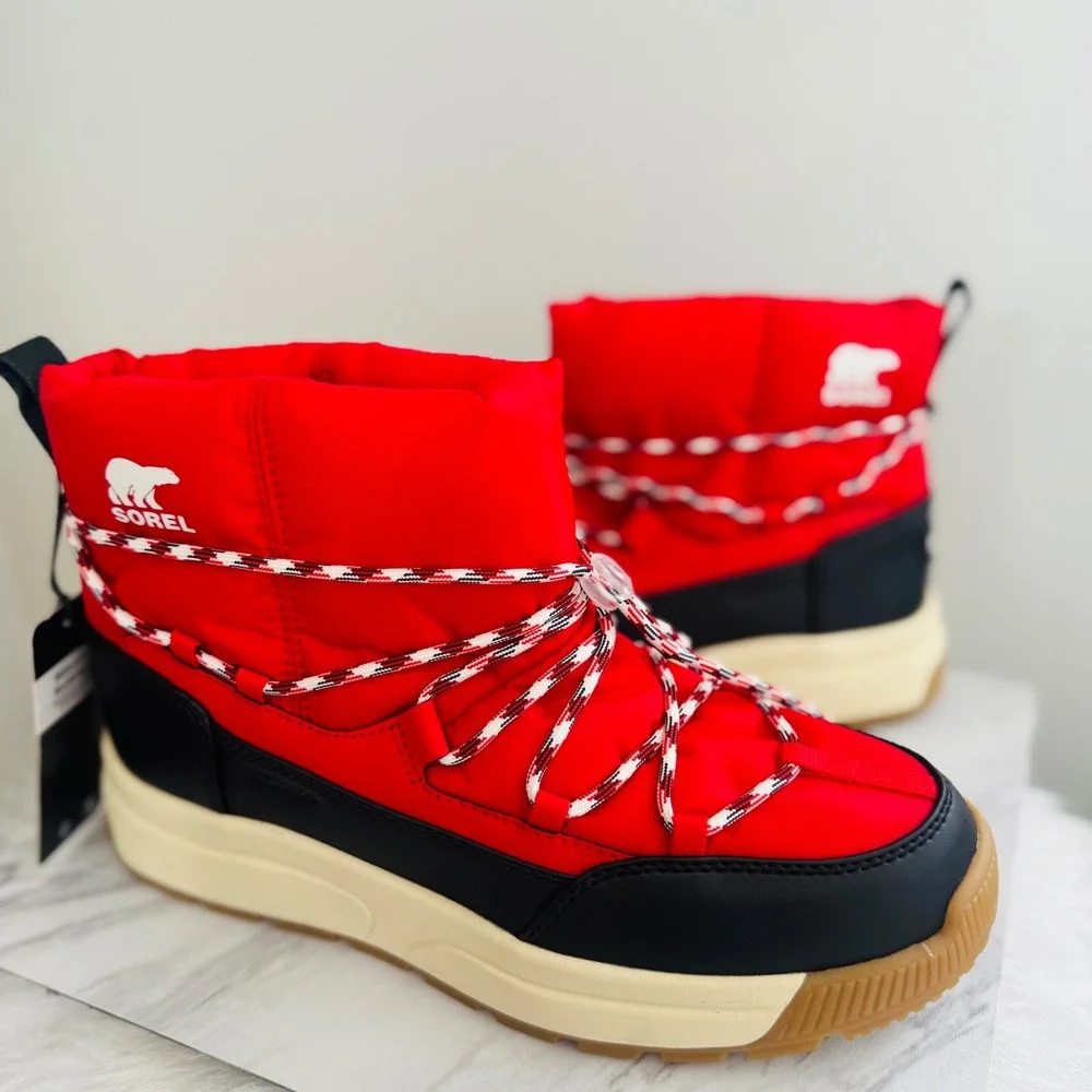 SOREL Whitney III Waterproof Bootie, Winter/Snow Boot,‎ Red, Size 8.5, NWT